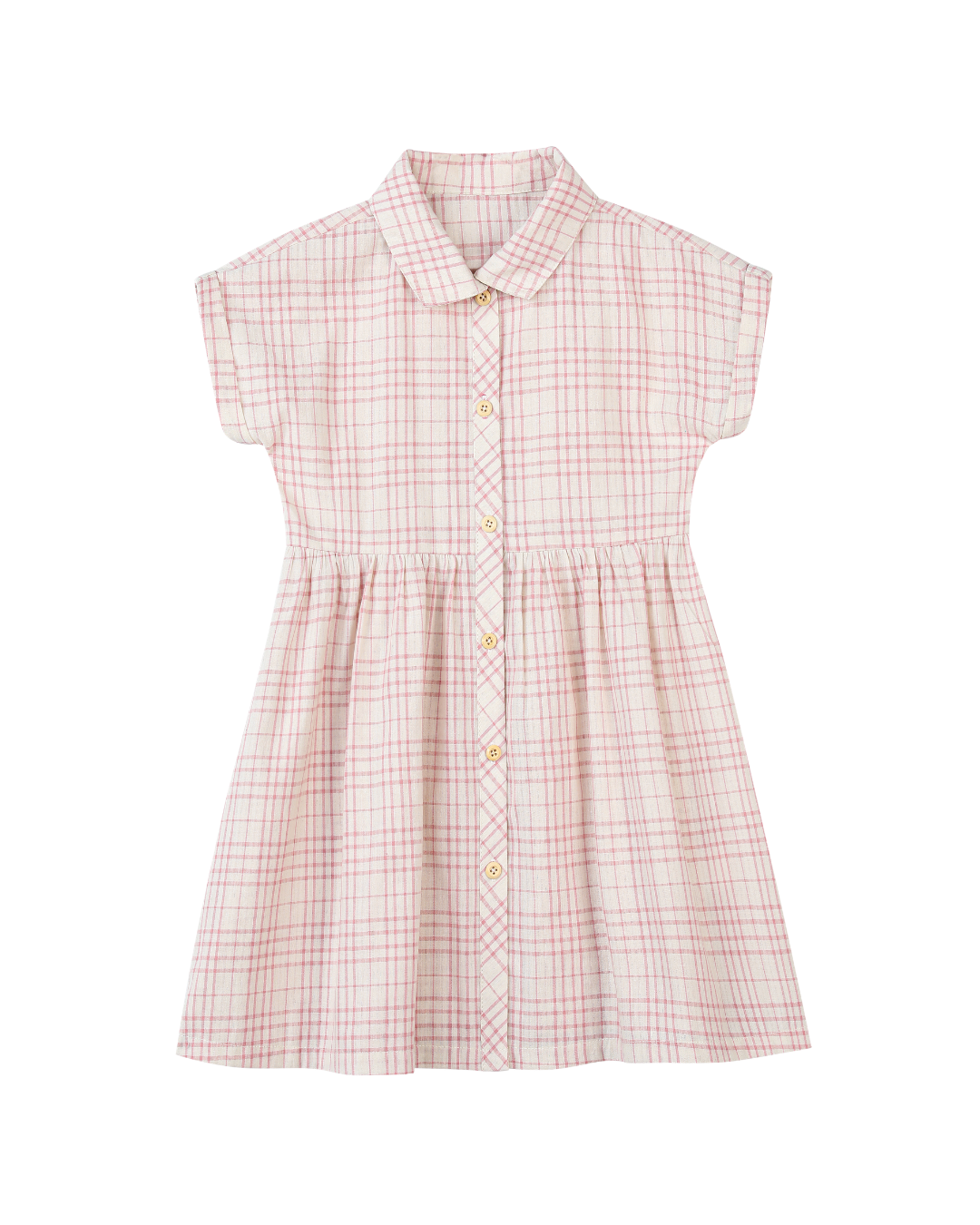 heather dress in pink plaid seersucker