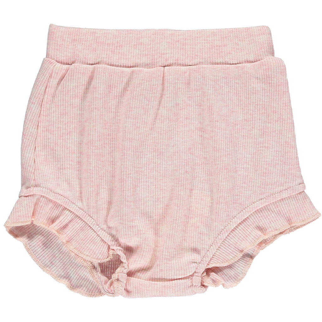 Soft ribbed ruffle  baby bloomer in pink