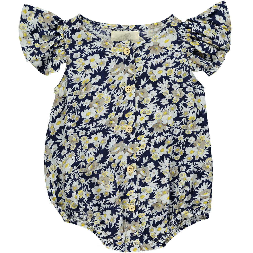 Navy floral baby bubble one piece