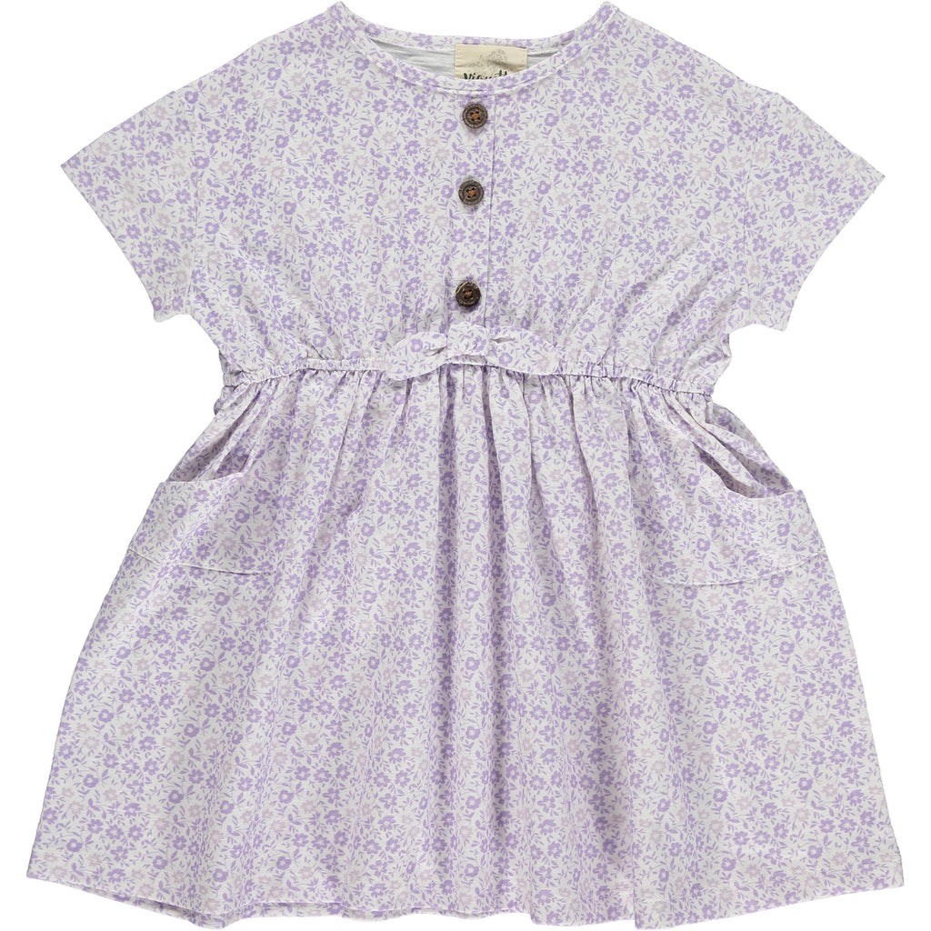 Purple daisy print dress for babies and girls 