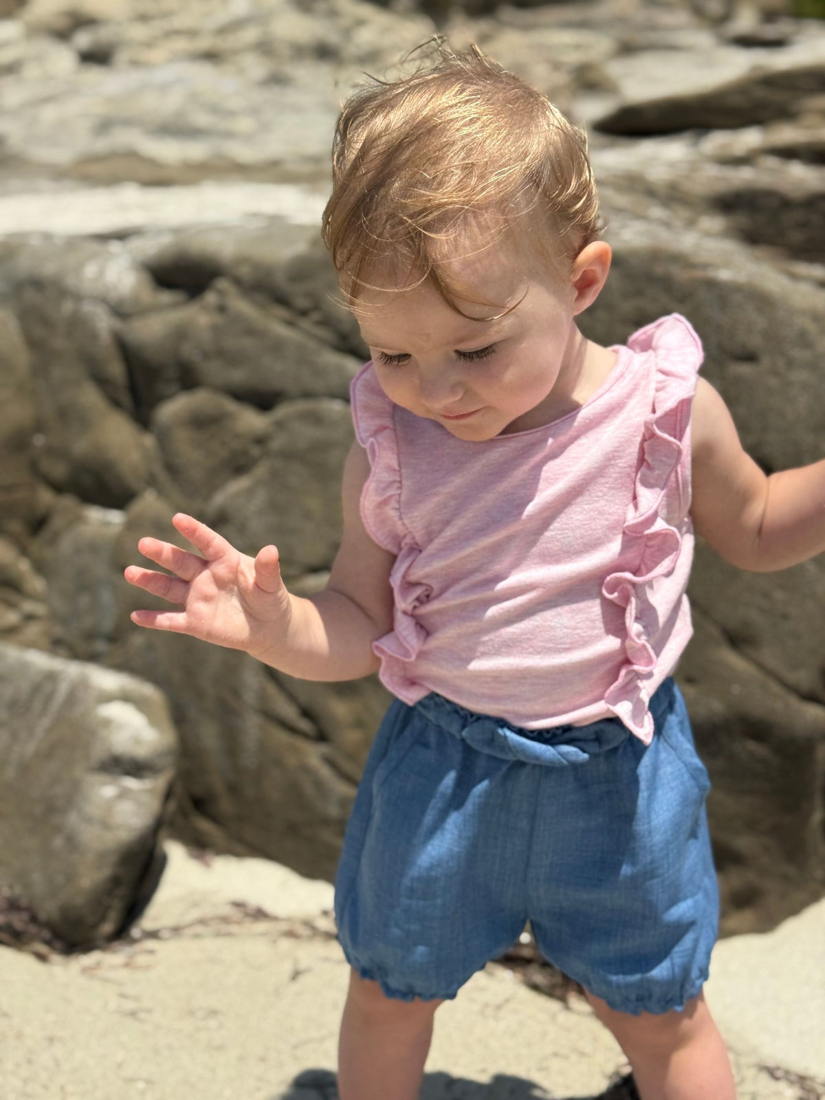 lark onesies in pink and floral