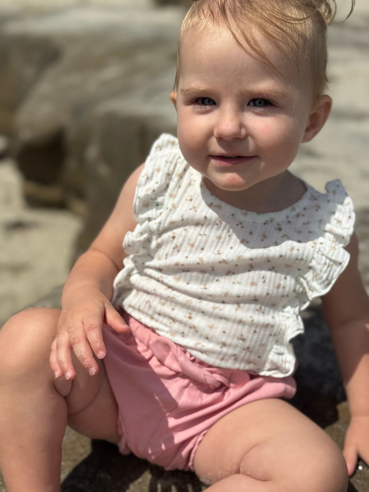lark onesies in pink and floral