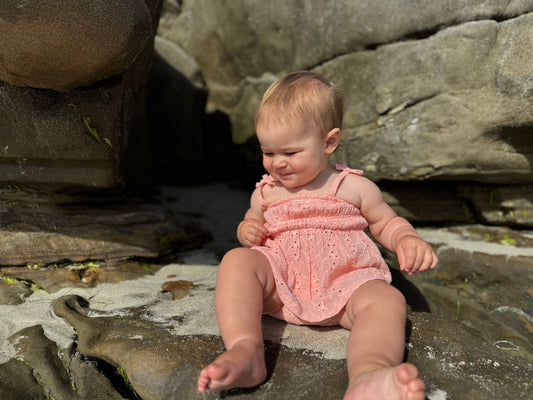 cassidy set in peach eyelet