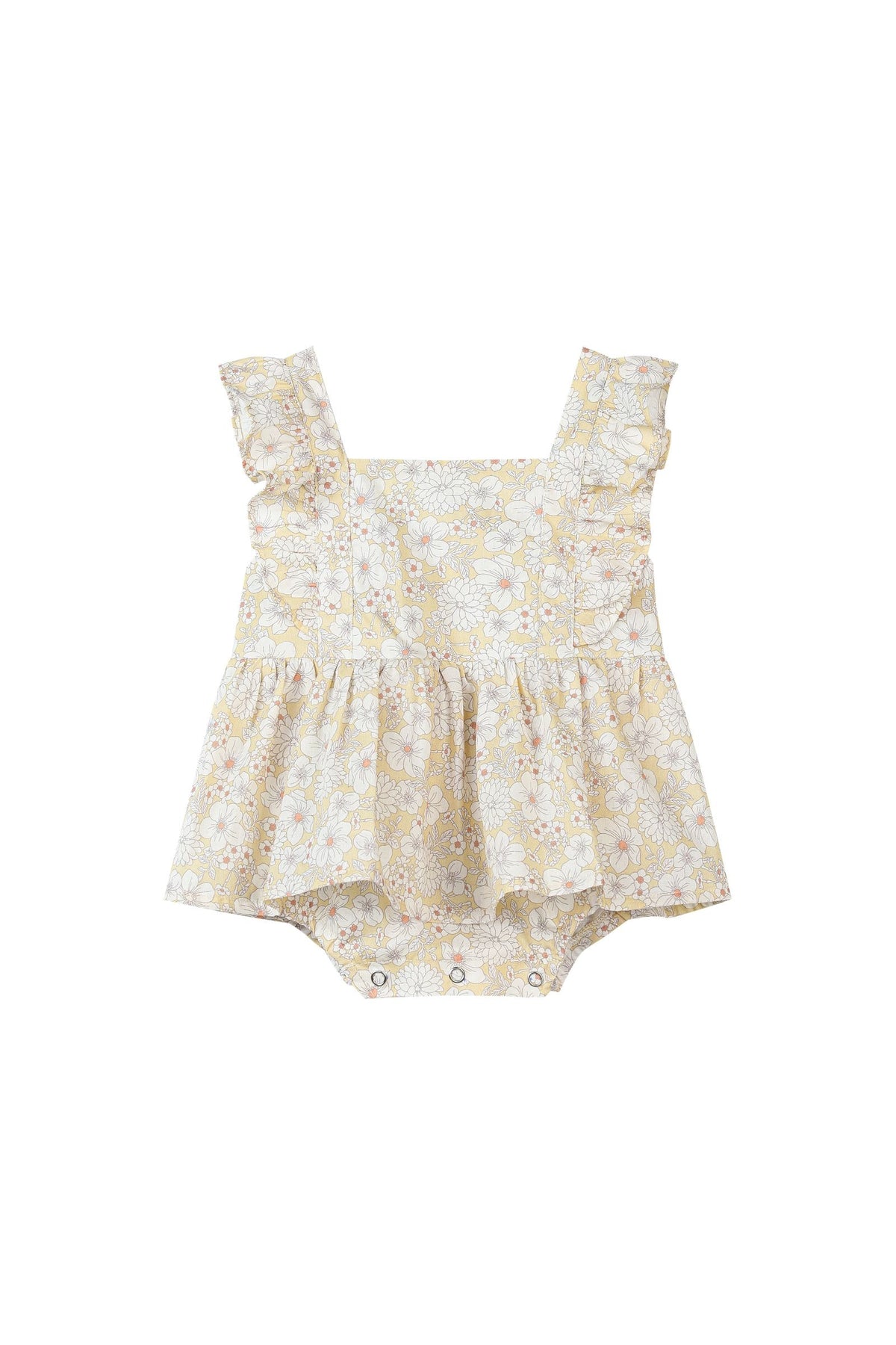 casey onesie dress in yellow large floral