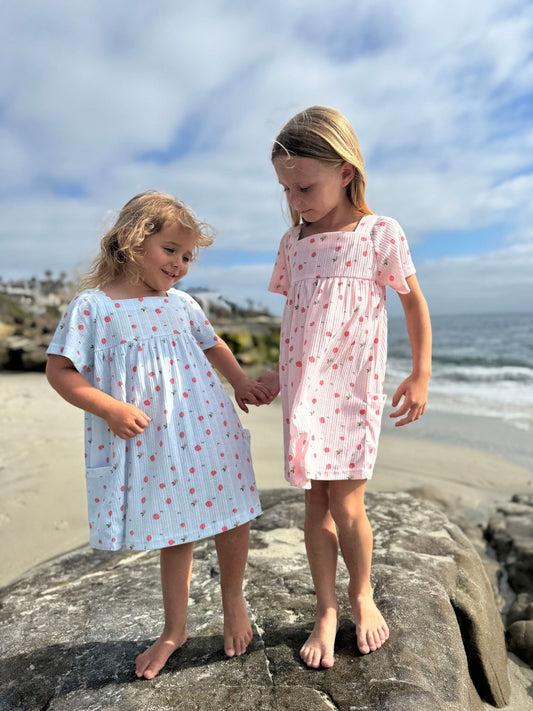 rylie dress in blue strawberry