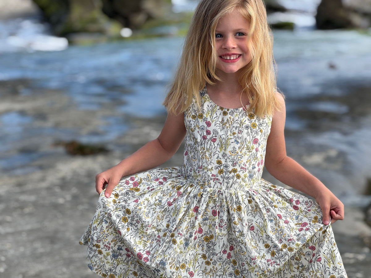tilly dress in yellow meadow floral