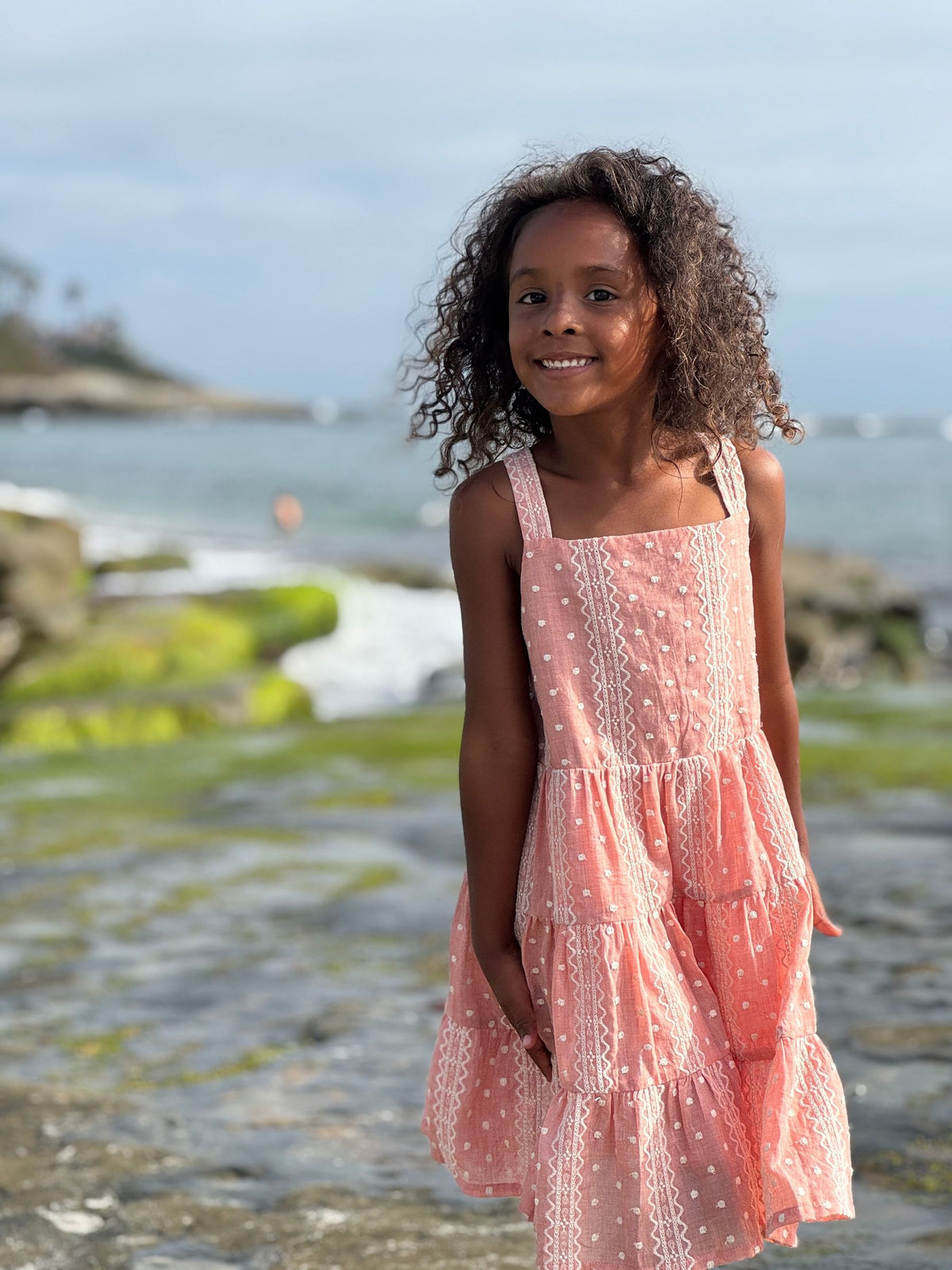 tess dress in dusty rose embroidered