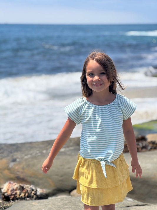 esme top in green stripe