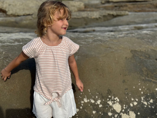 esme top in pink stripe