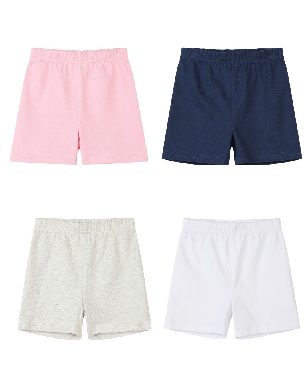 aster shorts in white, heathered grey, pink, navy