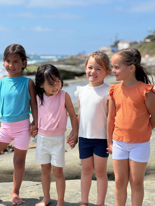 aster shorts in white, heathered grey, pink, navy