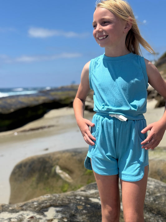 harley shorts in teal rib