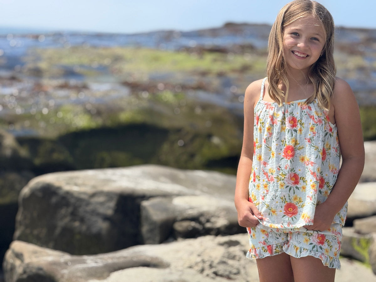 mallory top in retro roses