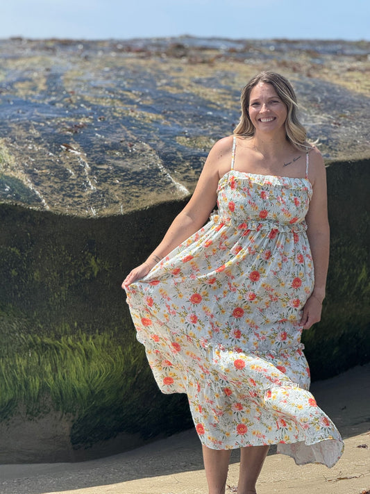 nancy dress in retro roses