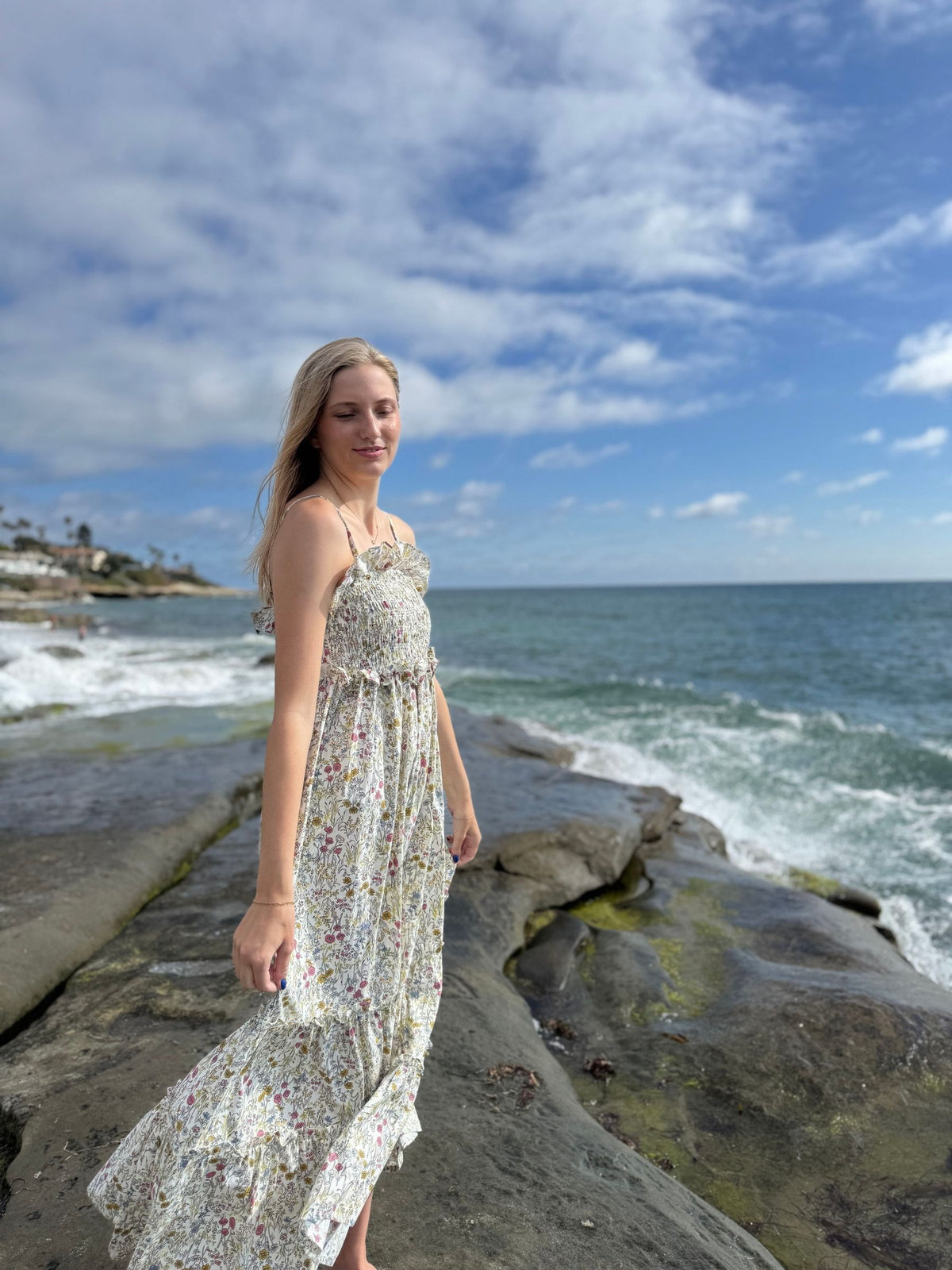 nancy dress in yellow meadow floral