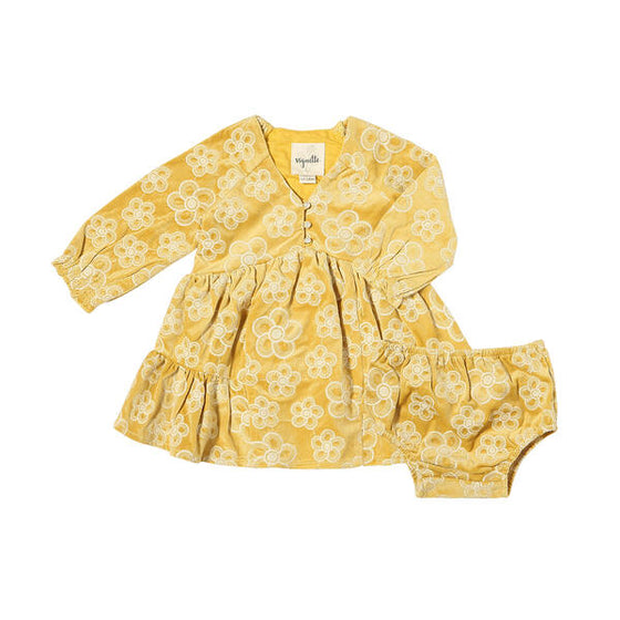 Juniper Dress in Embroidered Gold