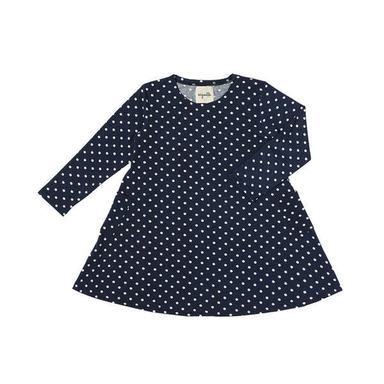Leena Dress in Navy Polka Dot