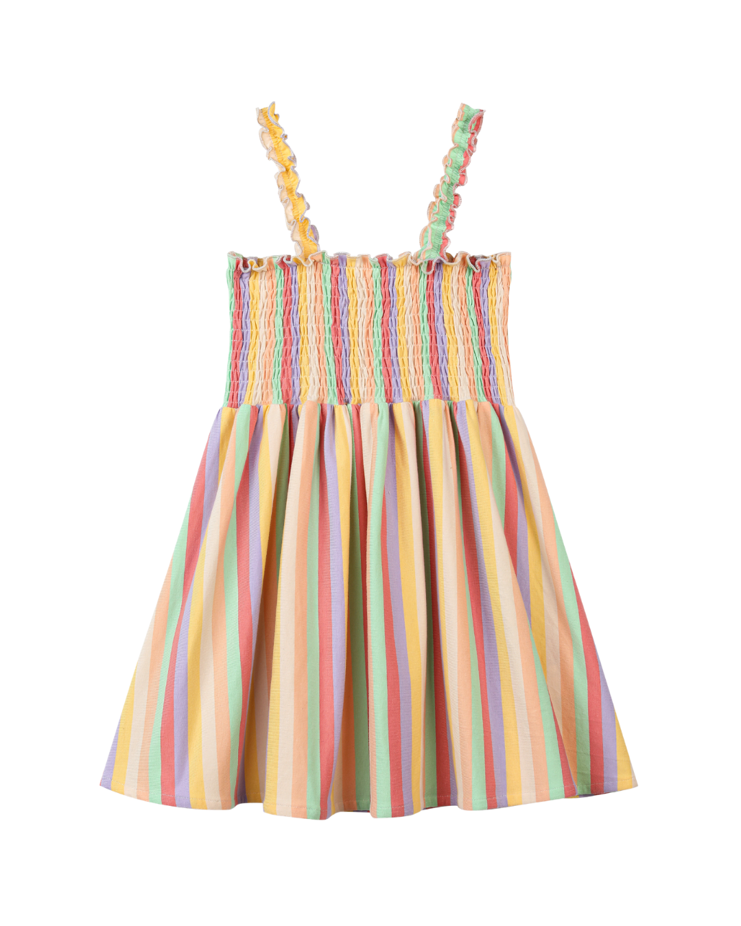 savannah dress in pink yellow multi-stripe