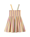 savannah dress in pink yellow multi-stripe
