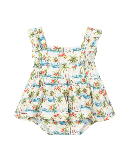 casey onesie dress in hawaiian palms