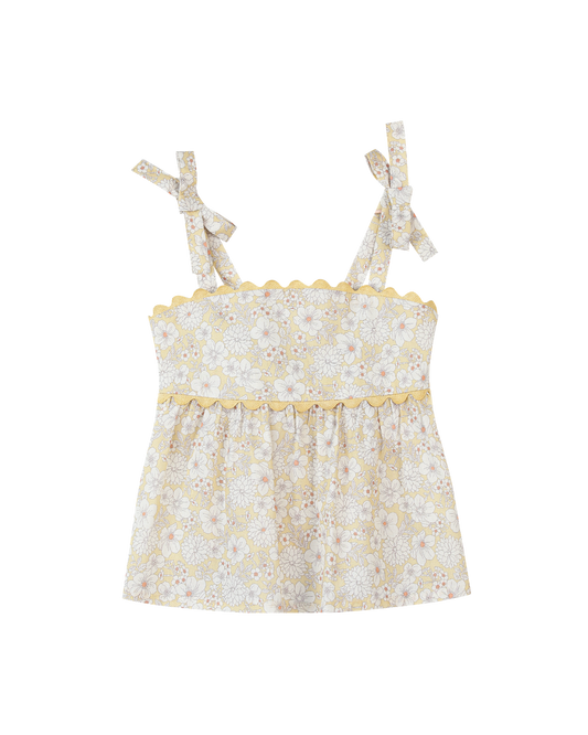 scarlett top in yellow large floral