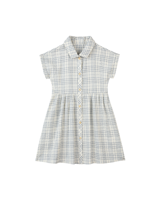 heather dress in blue plaid seersucker