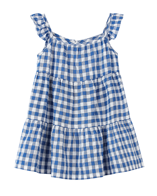 faye dress in blue gingham