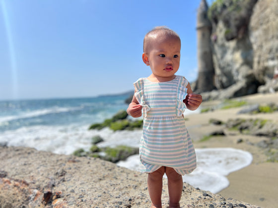 Kristin Shorty Romper in Cream Multi Stripe