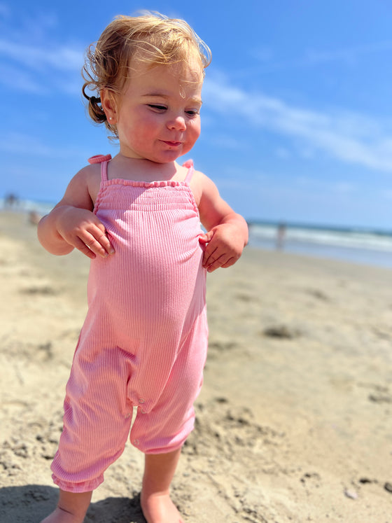 Victoria Romper in Pink Rib