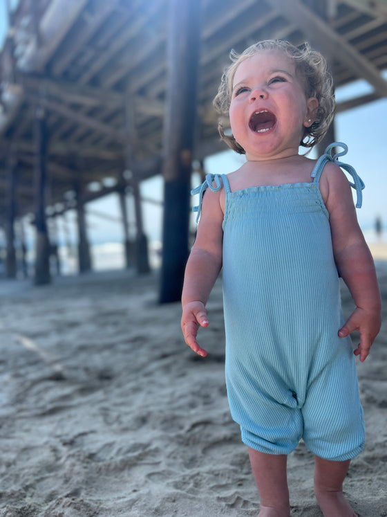 Victoria Romper in Aqua Rib