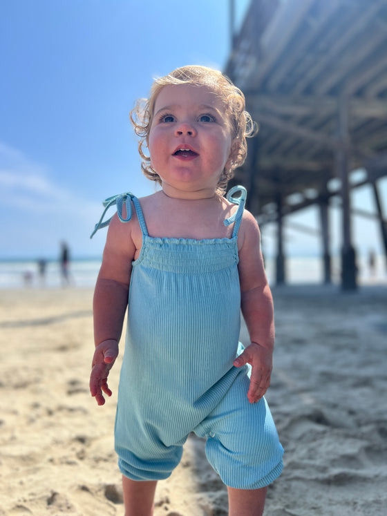 Victoria Romper in Aqua Rib