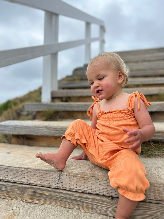 Victoria Romper in Orange Rib