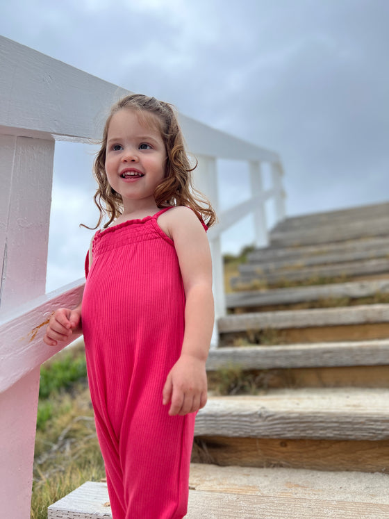 Victoria Romper in Coral Rib