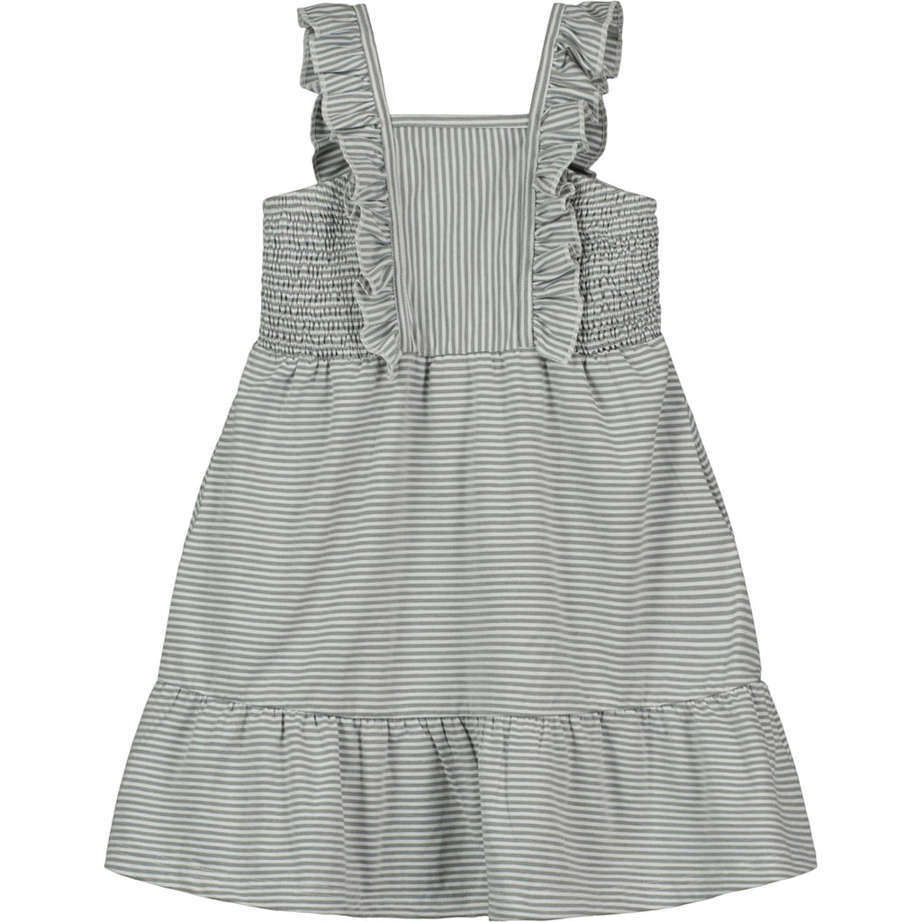 Grey stripe ruffle dress 