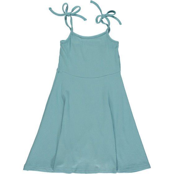 Tori Dress in Aqua Rib