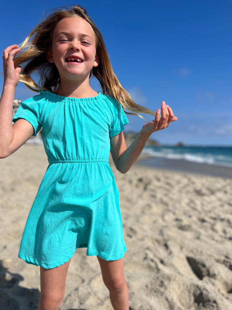 Aqua jersey dress for little girl