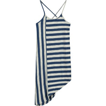  Girl's Navy and Ivory stripe maxi jersey dress