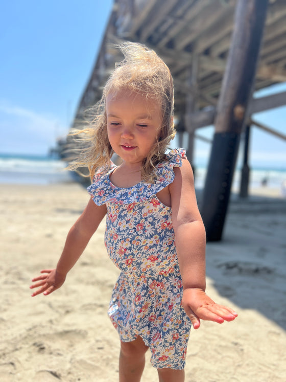 Kathy Romper in Blue Floral
