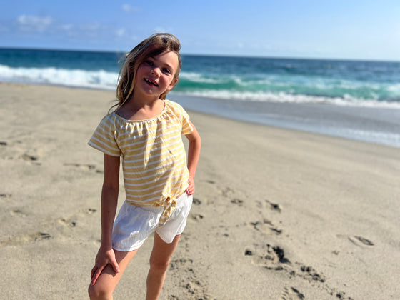 Esme Top in Yellow Ivory Stripe