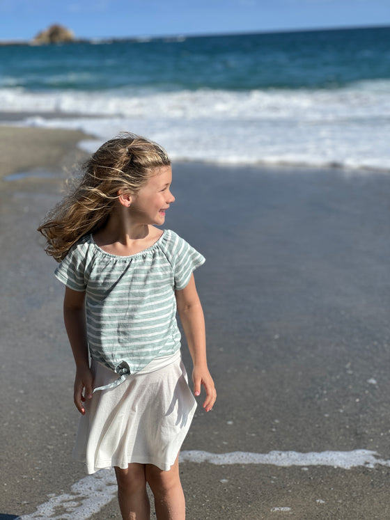 Esme Top in Ivory and Green