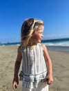 Navy stripe peplum tank for girls