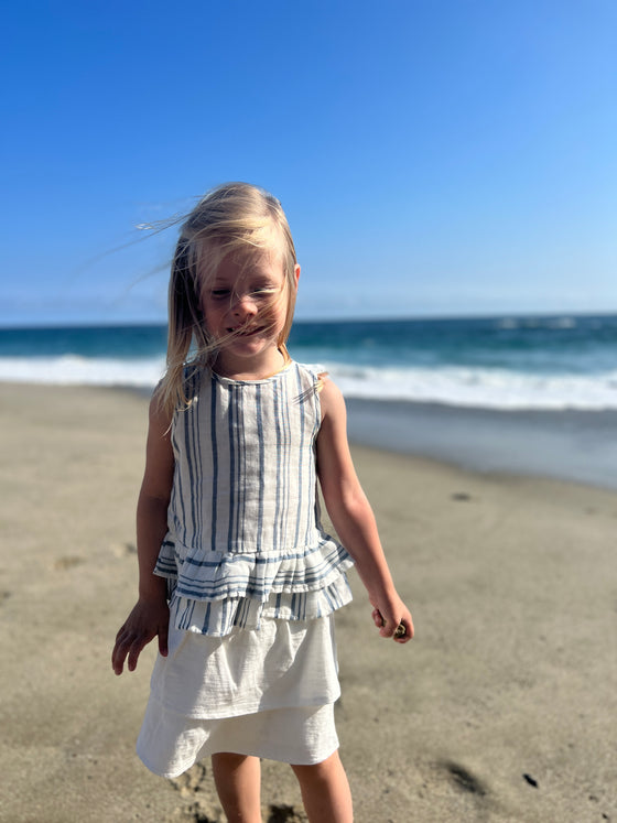 Navy stripe peplum tank for girls