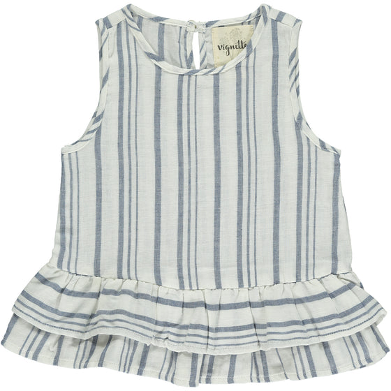 Navy stripe peplum tank for girls