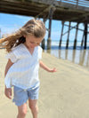 drawstring casual blue ruffle shorts for girls
