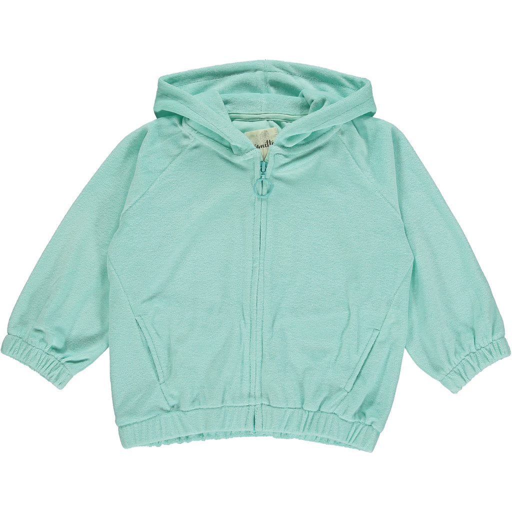 Aqua colored zip up hoodie for girls