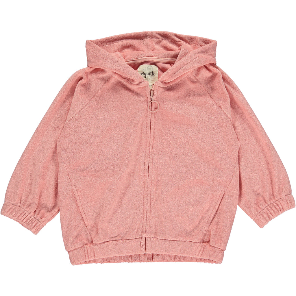 Pink zip up Terry cloth hoodie for girls