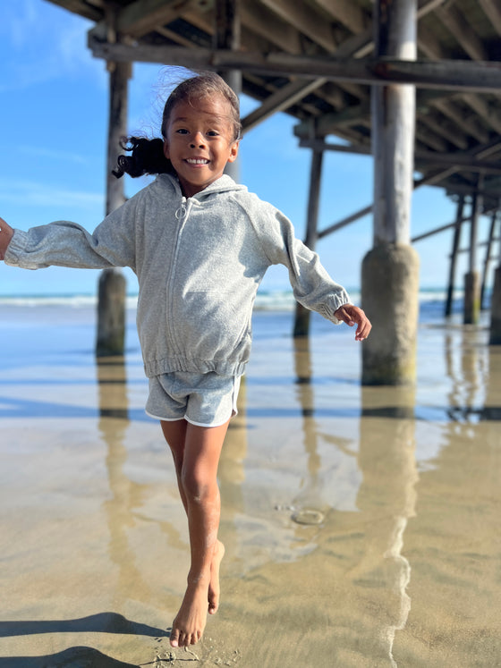 Grey zip up Terry cloth hoodie for girls