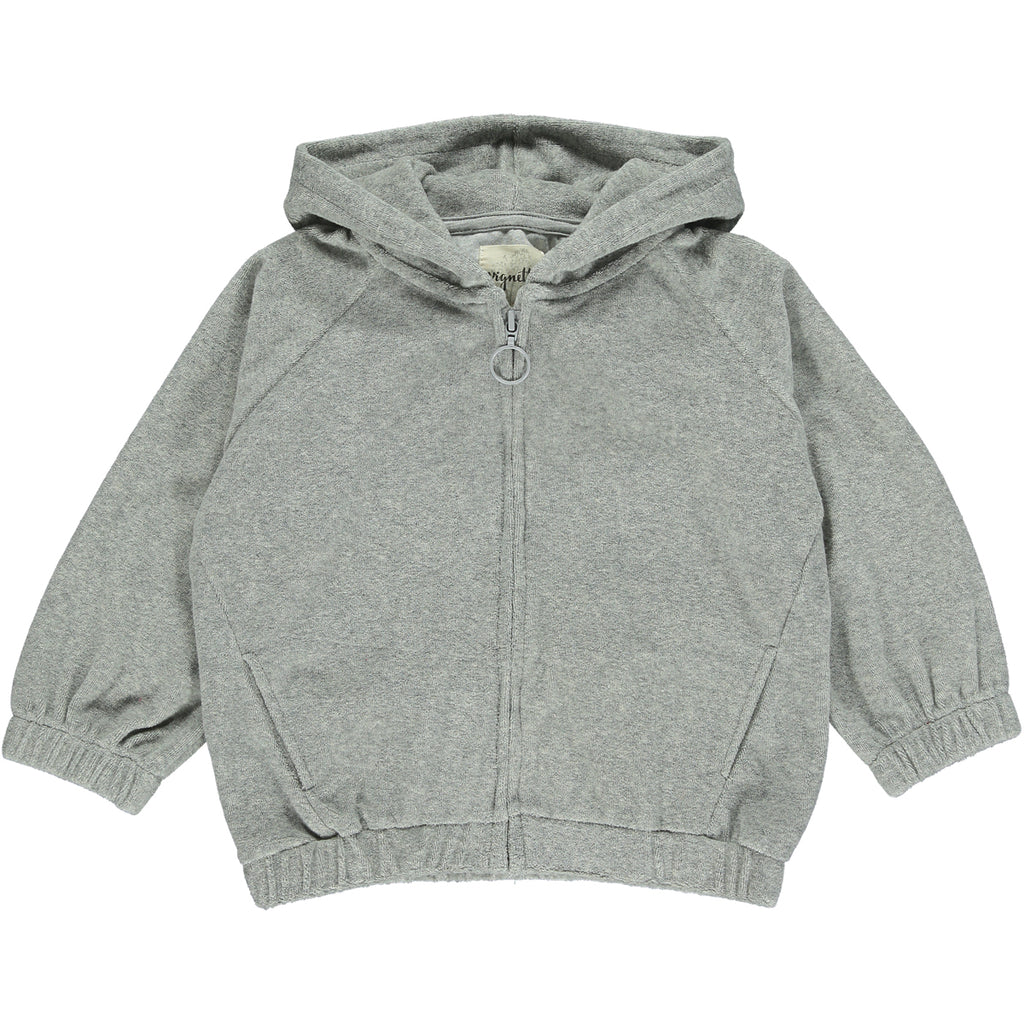Grey zip up Terry cloth hoodie for girls