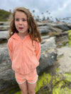 Orange zip up Terry cloth hoodie for girls