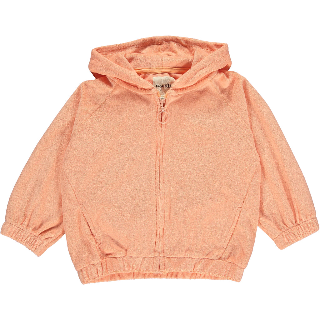 Orange zip up Terry cloth hoodie for girls